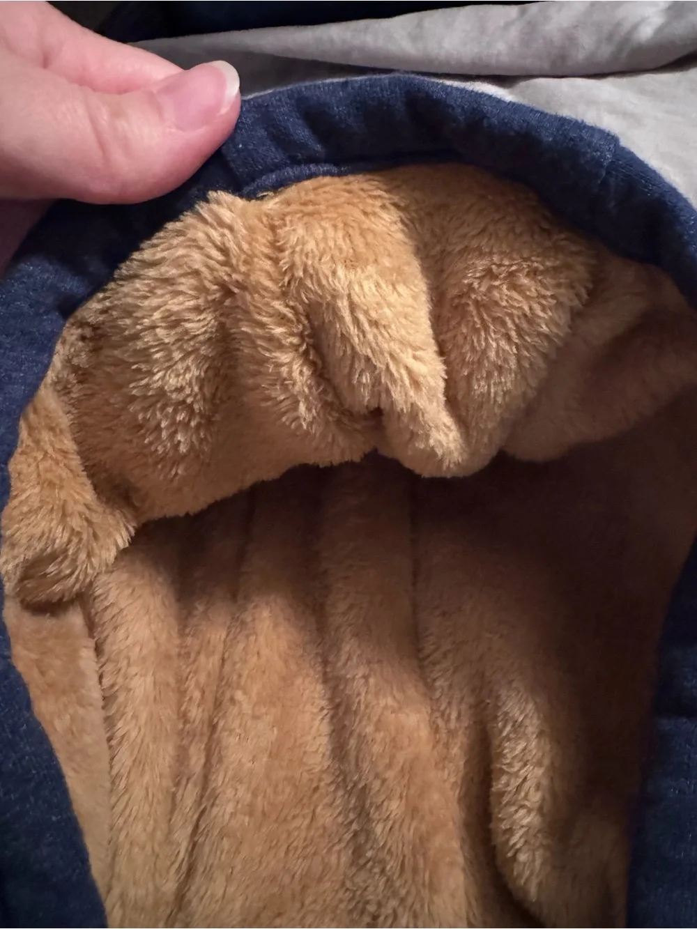 Carter's Navy Hooded Zip-Up Jacket with Tan Sherpa Lining